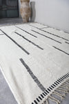 White Kilim Rug with Black Patterns