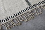 White Kilim Rug with Black Patterns