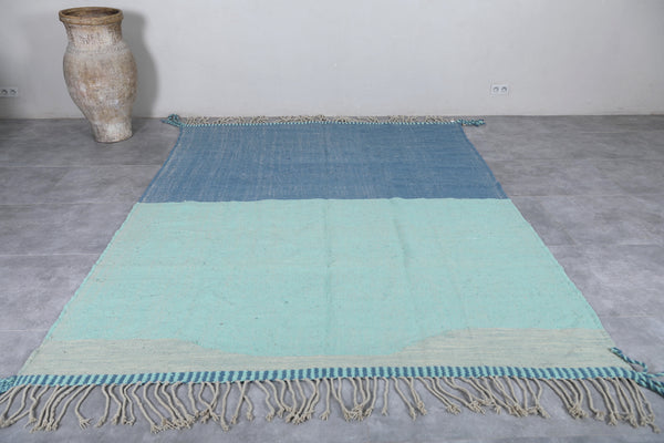 Handwoven Moroccan kilim rug - Two-tone blue flat weave
