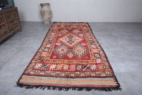 Large Moroccan vintage rug – 5.8 x 13.8 Feet | Bold red and orange tones