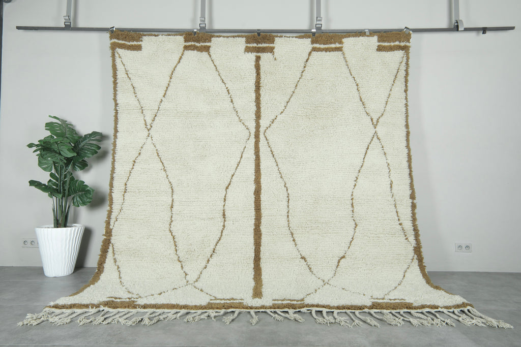 Custom Moroccan Beni Ourain Rug – Handwoven Wool Area Rug in Cream and Camel
