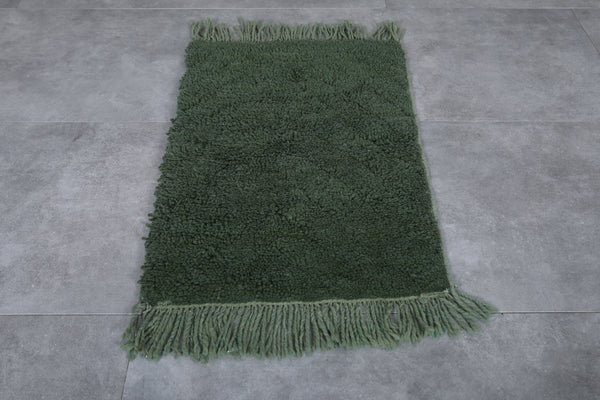 2 x 3.1 FT deep green Moroccan rug – Cozy compact handwoven accent