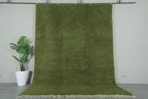 Handmade Custom Green Moroccan Rug – Solid Color Design
