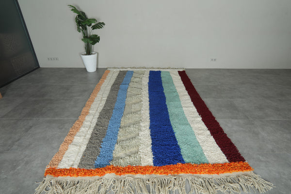 Handwoven Moroccan rug - Colorful striped wool carpet - 6.3 ft x 10.2 ft