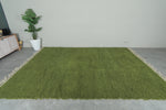Handmade Custom Green Moroccan Rug – Solid Color Design