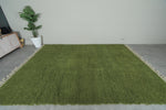 Handmade Custom Green Moroccan Rug – Solid Color Design