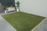 Handmade Custom Green Moroccan Rug – Solid Color Design