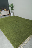Handmade Custom Green Moroccan Rug – Solid Color Design