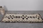 Handcrafted Wool Berber Moroccan Entryway Rug - 2.3 FT X 6.3 FT | Unique Geometric Design