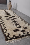 Handcrafted Wool Berber Moroccan Entryway Rug - 2.3 FT X 6.3 FT | Unique Geometric Design