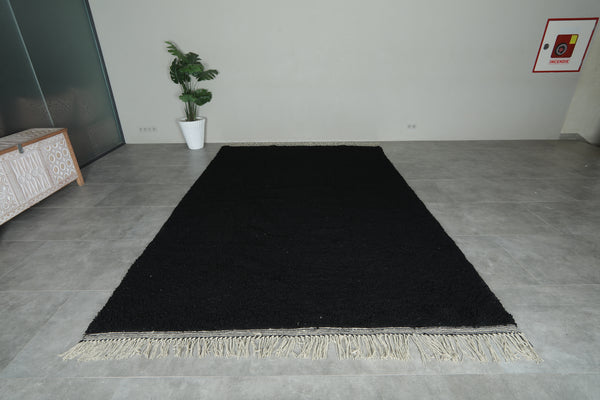 Handmade black Moroccan wool rug - 7.8 ft x 12 ft