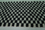 Black and White Checkered Moroccan Rug 4.3 x 9.5 ft - Handmade Berber Design