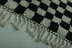 Black and White Checkered Moroccan Rug 4.3 x 9.5 ft - Handmade Berber Design