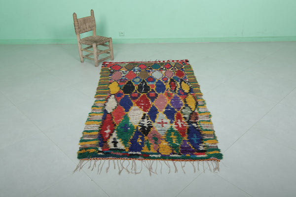 Vintage Moroccan rug – 3.5 x 6.1 ft | Unique colorful geometric pattern