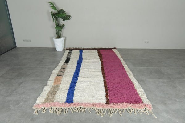 Handmade Moroccan wool rug - Colorful striped area rug - 5.6 ft x 10 ft