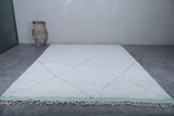 Handmade Moroccan Wool Rug - Custom White Rug with Green Details