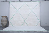 Handmade Moroccan Wool Rug - Custom White Rug with Green Details