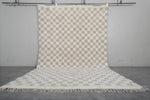 8.2 x 12.4 FT Moroccan Wool Rug - Cream & Beige Checkered Pattern