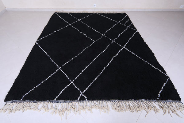 Black custom moroccan rug with white stripes – Modern design