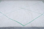 Handmade Moroccan Wool Rug - Custom White Rug with Green Details