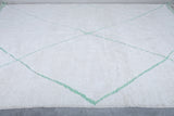 Handmade Moroccan Wool Rug - Custom White Rug with Green Details