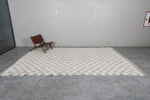 8.2 x 12.4 FT Moroccan Wool Rug - Cream & Beige Checkered Pattern