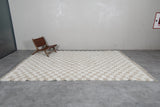 8.2 x 12.4 FT Moroccan Wool Rug - Cream & Beige Checkered Pattern