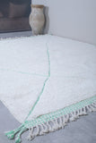 Handmade Moroccan Wool Rug - Custom White Rug with Green Details