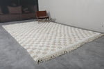 8.2 x 12.4 FT Moroccan Wool Rug - Cream & Beige Checkered Pattern