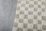 8.2 x 12.4 FT Moroccan Wool Rug - Cream & Beige Checkered Pattern