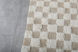 8.2 x 12.4 FT Moroccan Wool Rug - Cream & Beige Checkered Pattern