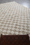 8.2 x 12.4 FT Moroccan Wool Rug - Cream & Beige Checkered Pattern