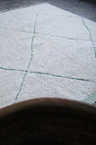 Handmade Moroccan Wool Rug - Custom White Rug with Green Details