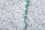 Handmade Moroccan Wool Rug - Custom White Rug with Green Details