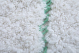 Handmade Moroccan Wool Rug - Custom White Rug with Green Details