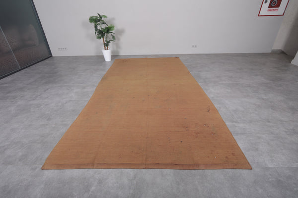 Brown flatwoven berber Moroccan runner rug | 6.2 FT X 12.1 FT