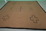 10.1 x 10.4 FT Moroccan Rug – Earthy Brown with Tribal Symbols