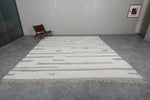 Spacious Moroccan Rug 10.4 X 11.9 FT - Minimalist Ivory & Gray Abstract Design