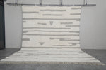 Spacious Moroccan Rug 10.4 X 11.9 FT - Minimalist Ivory & Gray Abstract Design