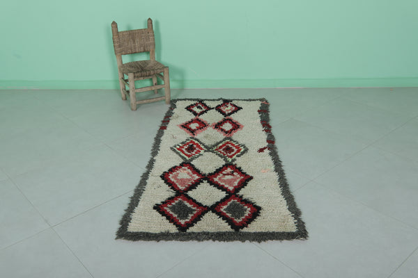 Vintage Moroccan runner rug – 2.3 x 5.5 FT | Handwoven diamond pattern