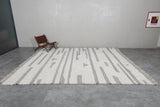 Spacious Moroccan Rug 10.4 X 11.9 FT - Minimalist Ivory & Gray Abstract Design