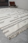 Spacious Moroccan Rug 10.4 X 11.9 FT - Minimalist Ivory & Gray Abstract Design