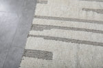 Spacious Moroccan Rug 10.4 X 11.9 FT - Minimalist Ivory & Gray Abstract Design