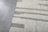 Spacious Moroccan Rug 10.4 X 11.9 FT - Minimalist Ivory & Gray Abstract Design