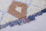 Soft Blue and Beige Moroccan Berber Rug 2.2 X 5.3 Feet - Handmade Diamond Pattern