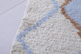 Soft Blue and Beige Moroccan Berber Rug 2.2 X 5.3 Feet - Handmade Diamond Pattern