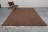 Solid Brown Moroccan Rug 7.1 X 9 Feet - Handmade Wool Carpet