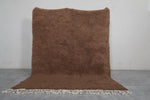 Solid Brown Moroccan Rug 7.1 X 9 Feet - Handmade Wool Carpet