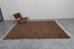 Solid Brown Moroccan Rug 7.1 X 9 Feet - Handmade Wool Carpet