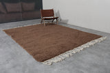 Solid Brown Moroccan Rug 7.1 X 9 Feet - Handmade Wool Carpet